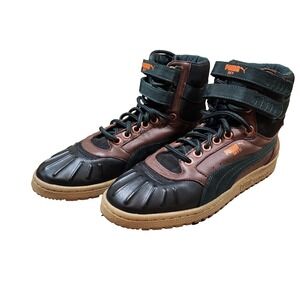 Puma Sky II High Duck Boots Brown Green Mens 8.5 Hook and Look Lace Up High Top